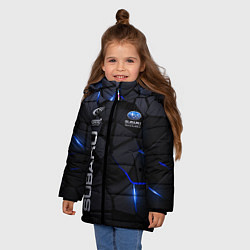 Куртка зимняя для девочки Subaru - плиты с эффектом свечения, цвет: 3D-черный — фото 2