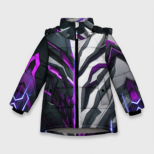 Зимняя куртка для девочки Броня адская и райская фиолетовая / 3D-Светло-серый – фото 1
