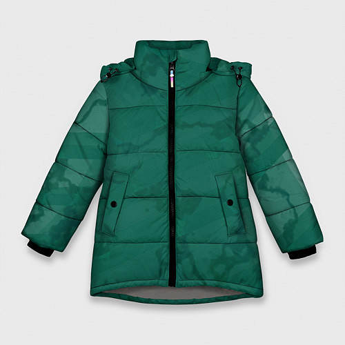 Зимняя куртка для девочки Серо-зеленые разводы / 3D-Светло-серый – фото 1