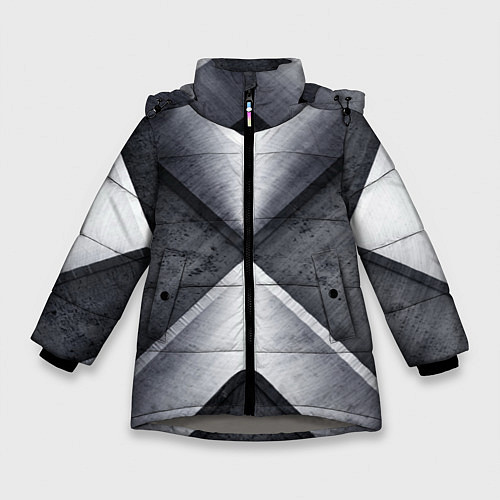 Зимняя куртка для девочки Стальные блоки / 3D-Светло-серый – фото 1
