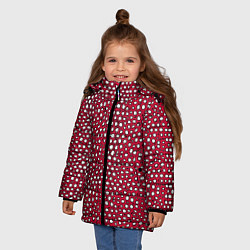 Куртка зимняя для девочки Белые пузырьки на красном фоне, цвет: 3D-черный — фото 2