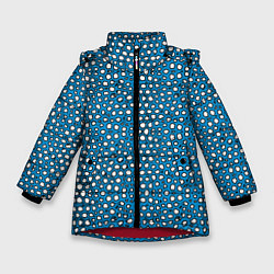 Зимняя куртка для девочки Белые пузырьки на синем фоне