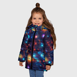 Куртка зимняя для девочки Бесконечность звезд, цвет: 3D-черный — фото 2