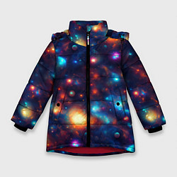 Куртка зимняя для девочки Бесконечность звезд, цвет: 3D-красный