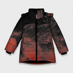 Зимняя куртка для девочки Красный дым на чёрном