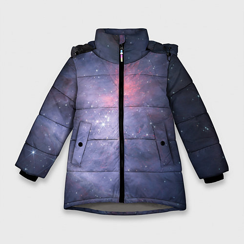 Зимняя куртка для девочки Космические брызги / 3D-Светло-серый – фото 1