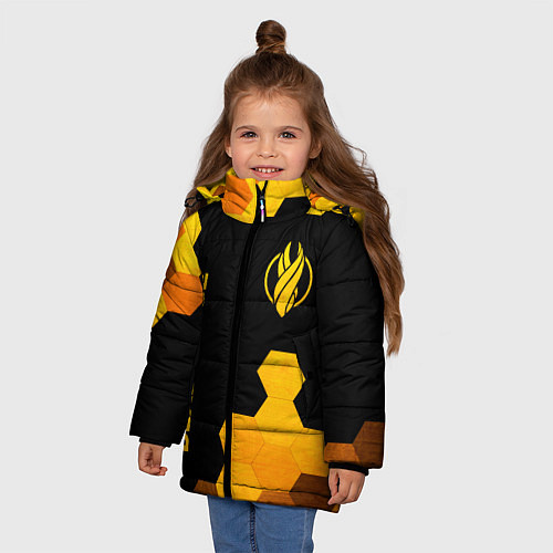 Зимняя куртка для девочки Dead Space - gold gradient вертикально / 3D-Черный – фото 3