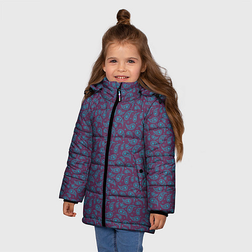 Зимняя куртка для девочки Пейсли узор / 3D-Черный – фото 3