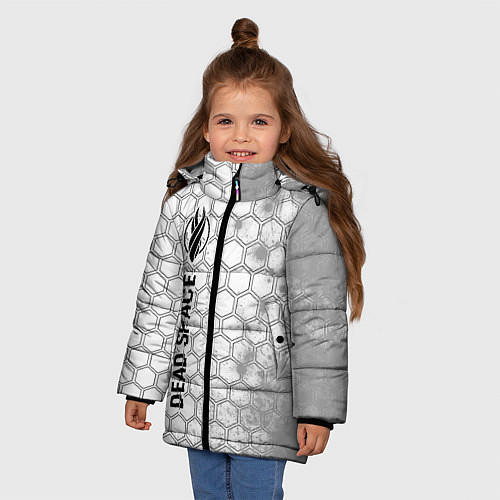 Зимняя куртка для девочки Dead Space glitch на светлом фоне по-вертикали / 3D-Черный – фото 3
