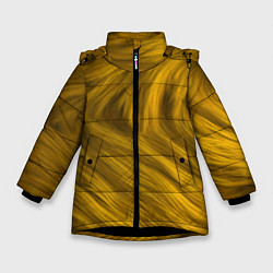 Куртка зимняя для девочки Текстура желтой шерсти, цвет: 3D-черный