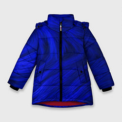 Куртка зимняя для девочки Текстура синей шерсти, цвет: 3D-красный