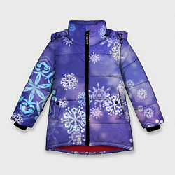 Зимняя куртка для девочки Крупные снежинки на фиолетовом