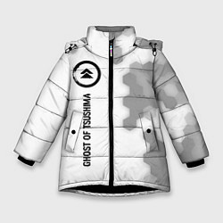 Куртка зимняя для девочки Ghost of Tsushima glitch на светлом фоне по-вертик, цвет: 3D-черный