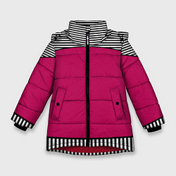 Куртка зимняя для девочки Узор из красного и черно-белых полос, цвет: 3D-красный