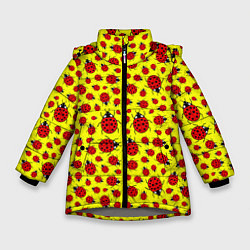 Куртка зимняя для девочки Божьи коровки цветные, цвет: 3D-светло-серый
