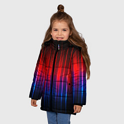 Куртка зимняя для девочки Неоновый узор неоновая шкала, цвет: 3D-черный — фото 2