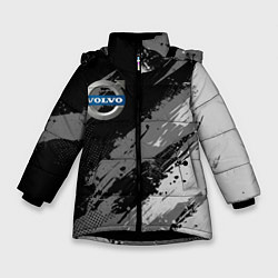 Куртка зимняя для девочки Volvo - монохромный серый, цвет: 3D-черный