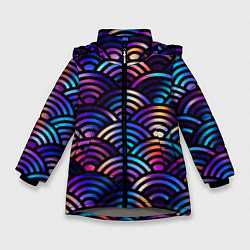 Куртка зимняя для девочки Разноцветные волны-чешуйки, цвет: 3D-светло-серый