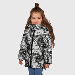 Куртка зимняя для девочки Треугольник и линии, цвет: 3D-черный — фото 2