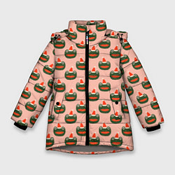Куртка зимняя для девочки Рождественская лягушка, цвет: 3D-светло-серый