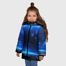 Куртка зимняя для девочки Синий неоновый экран, цвет: 3D-красный — фото 2