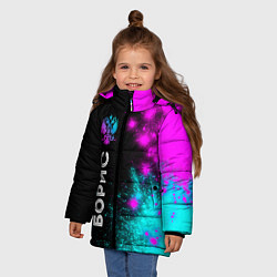 Куртка зимняя для девочки Борис и неоновый герб России по-вертикали, цвет: 3D-черный — фото 2