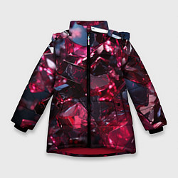 Куртка зимняя для девочки Плиты в стиле абстракционизм, цвет: 3D-красный