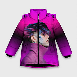 Куртка зимняя для девочки Lil Peep фиолетовый лук, цвет: 3D-черный