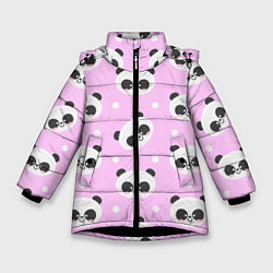 Куртка зимняя для девочки Милая улыбающаяся панда, цвет: 3D-черный