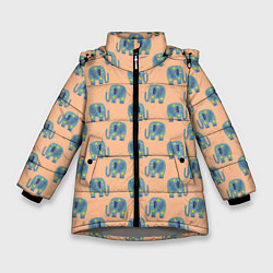 Куртка зимняя для девочки Слоники в звездах, цвет: 3D-светло-серый
