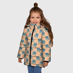 Куртка зимняя для девочки Слоники в звездах, цвет: 3D-светло-серый — фото 2