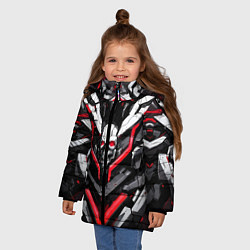 Куртка зимняя для девочки Красный скелетный киберпанк доспех, цвет: 3D-светло-серый — фото 2