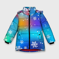 Куртка зимняя для девочки Снегопад на Новый год, цвет: 3D-красный