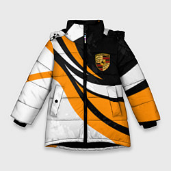 Зимняя куртка для девочки Porsche - Оранжевая абстракция