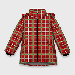 Куртка зимняя для девочки Новогодняя клетка, цвет: 3D-светло-серый