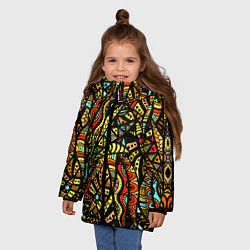 Куртка зимняя для девочки Африканская живопись, цвет: 3D-черный — фото 2