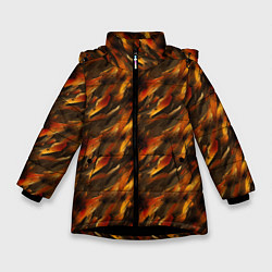 Куртка зимняя для девочки Brown print from the neural network, цвет: 3D-черный