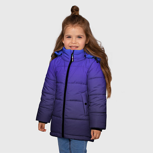 Зимняя куртка для девочки Градиент фиолетово голубой / 3D-Светло-серый – фото 3