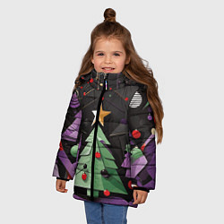 Куртка зимняя для девочки Оригамная елка, цвет: 3D-красный — фото 2