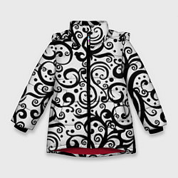 Зимняя куртка для девочки Чёрный кружевной узор
