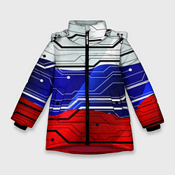 Куртка зимняя для девочки Символика: русский хакер, цвет: 3D-красный