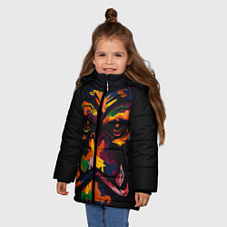 Куртка зимняя для девочки Морда гориллы поп-арт, цвет: 3D-красный — фото 2