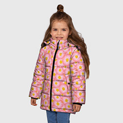 Куртка зимняя для девочки Цветы герберы, цвет: 3D-красный — фото 2