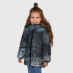 Куртка зимняя для девочки Зимний шарм снежинок, цвет: 3D-светло-серый — фото 2
