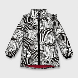 Куртка зимняя для девочки Зебры и тигры, цвет: 3D-красный