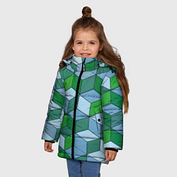 Куртка зимняя для девочки Ромбовая симфония, цвет: 3D-светло-серый — фото 2