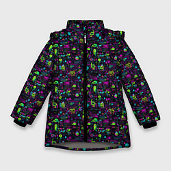 Зимняя куртка для девочки Принт в стиле киберпанк