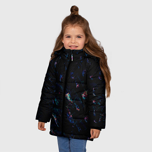Зимняя куртка для девочки Лазурные сапфиры / 3D-Черный – фото 3