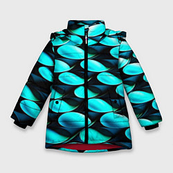 Куртка зимняя для девочки Голубые чешуйки, цвет: 3D-красный