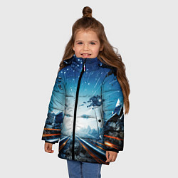 Куртка зимняя для девочки Космическая абстракция, цвет: 3D-красный — фото 2